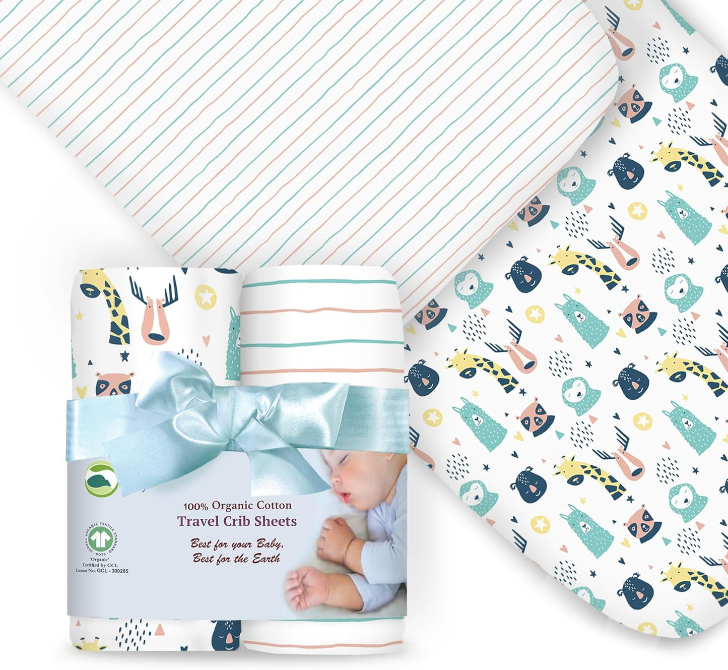 100% Organic Cotton Fitted Sheets Fit and are Compatible with Graco Pack n Play, Babyletto, Pamo Babe, Hiccapop, Dream on Me, Evenflo, Baby Trend Portable/Mini Crib/Playards. 2 Pk
