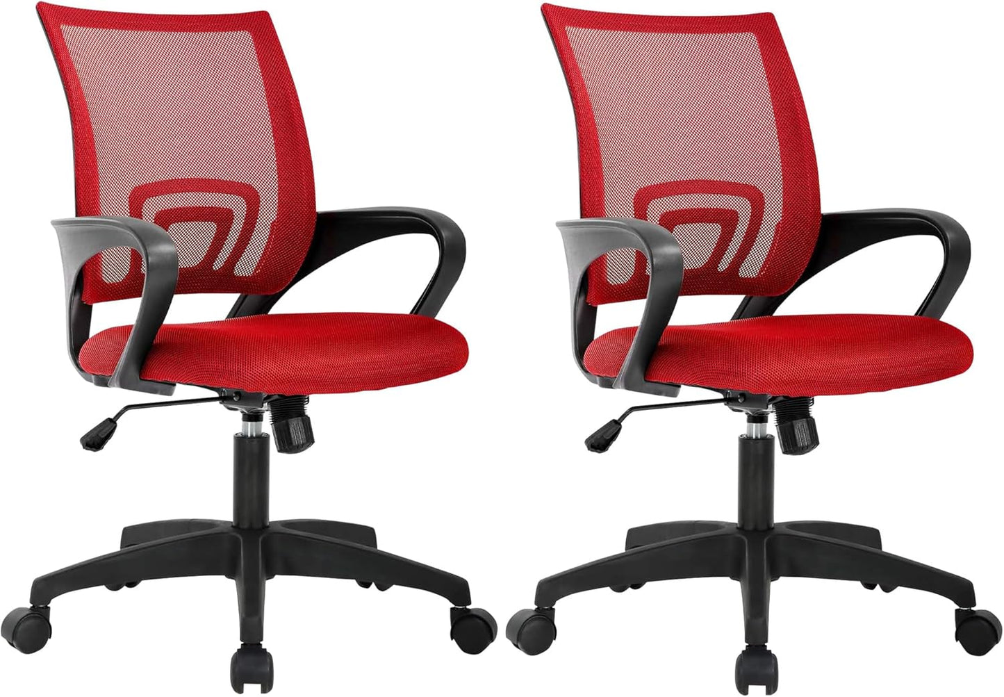 BestOffice | Ergonomic Office Chair | Mid-Back Swivel Desk Chair | Breathable Backrest & Lumbar Support | Adjustable Height | Sponge Seat | Rolling Wheels | White | for Adults & Women