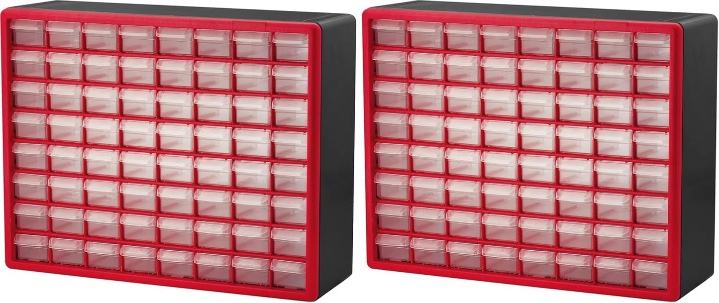 Akro-Mils 44-Drawer Plastic Drawer Storage Cabinet for Garage Organization, Bead Organizer, Building Bricks Storage, Teacher Toolbox, Makeup Organizer, 20" W x 6" D x 16" H, 10144 Black