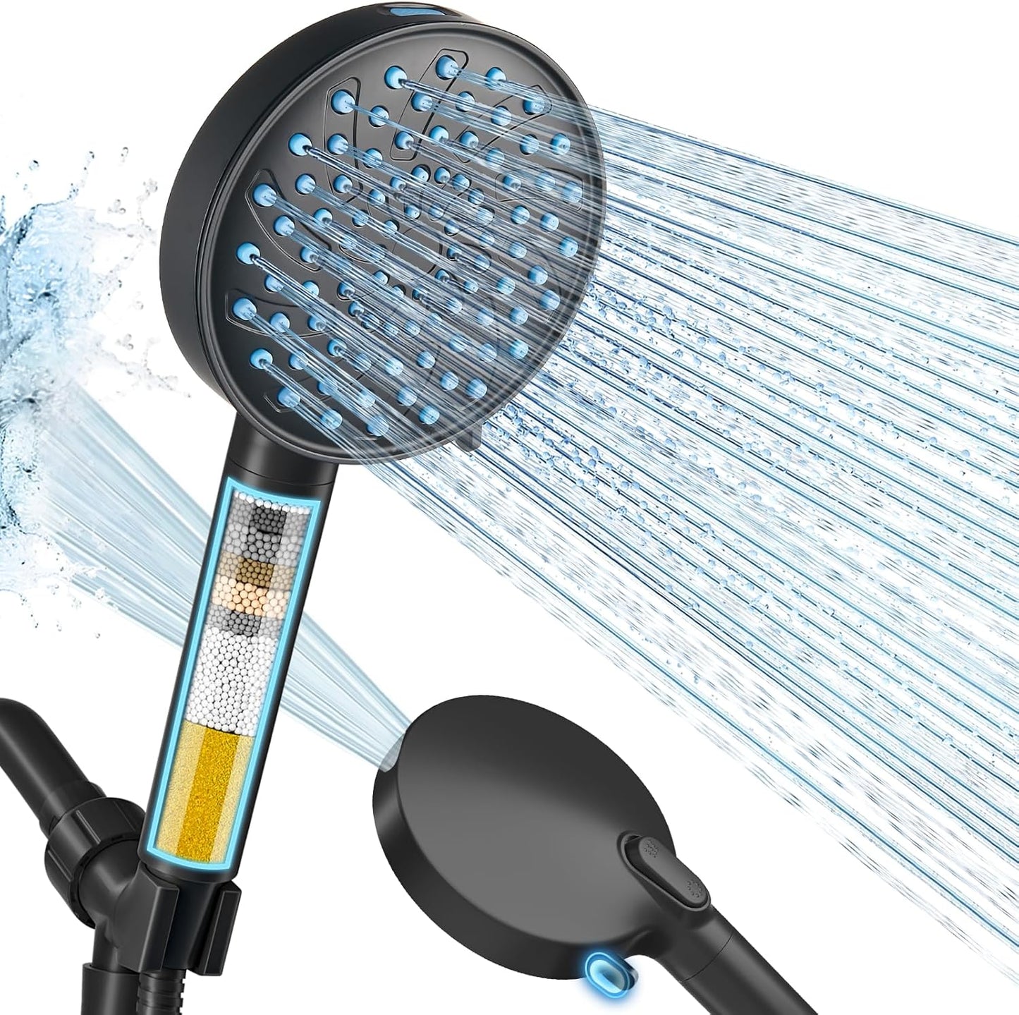 Cobbe Filtered Shower Head with Handheld, High Pressure 6 Spray Mode Showerhead with Filters, Water Softener Filters Beads for Hard Water - Remove Chlorine - Reduces Dry Itchy Skin, Chrome