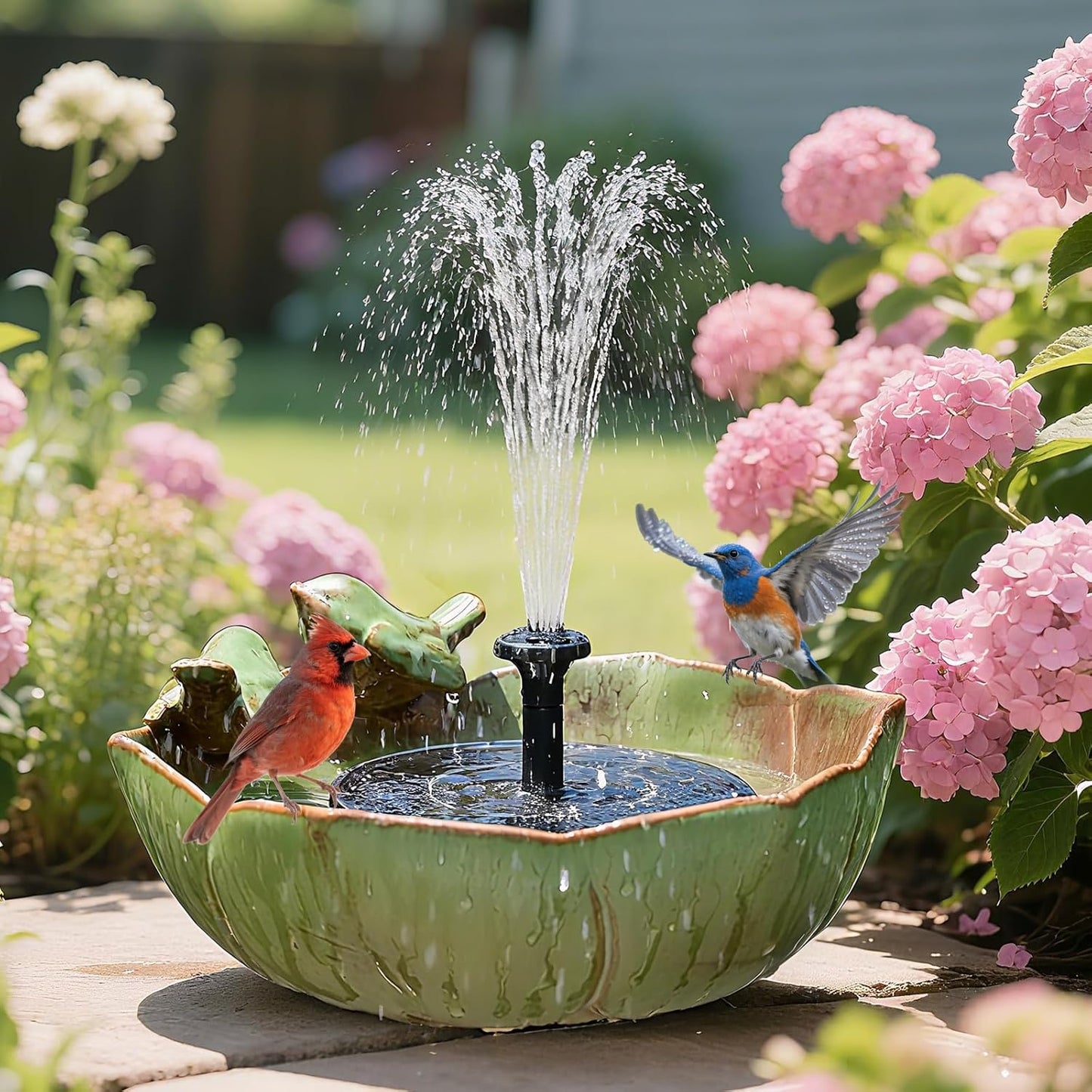Ceramic Bird Bath for Outdoors, 10.1” Ground Ceramic Bird Baths Bowl for Outside, Garden Table Top Bird Baths Weather Resistant, Birdbath for Deck, Balcony, Lawn