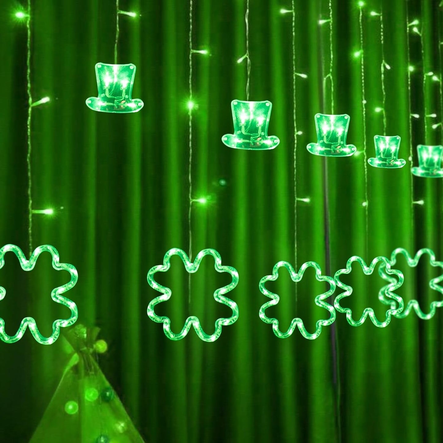 Dazzle Bright Easter Lights, 222LED 9FT Pastel Rabbit and Eggs Curtain String Lights with 8 Modes, Plug in Easter Decorations for Indoor Window Outdoor Party Decor (Pastel)