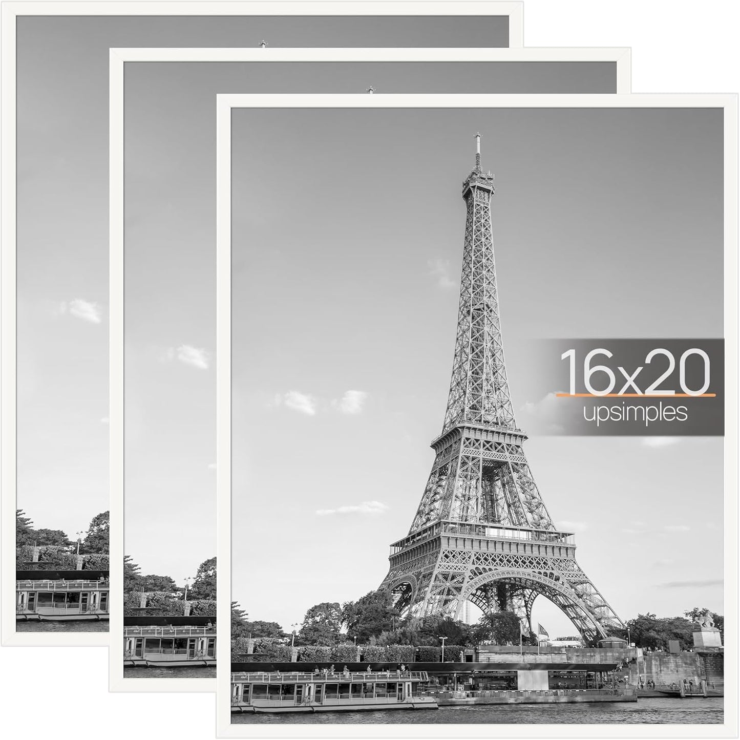 upsimples 16x24 Picture Frame Black 3 Pack, Scratch-Proof Poster Frames 16 x 24 for Photo Gallery - Slide-In Strips, Horizontal or Vertical Wall Mounting