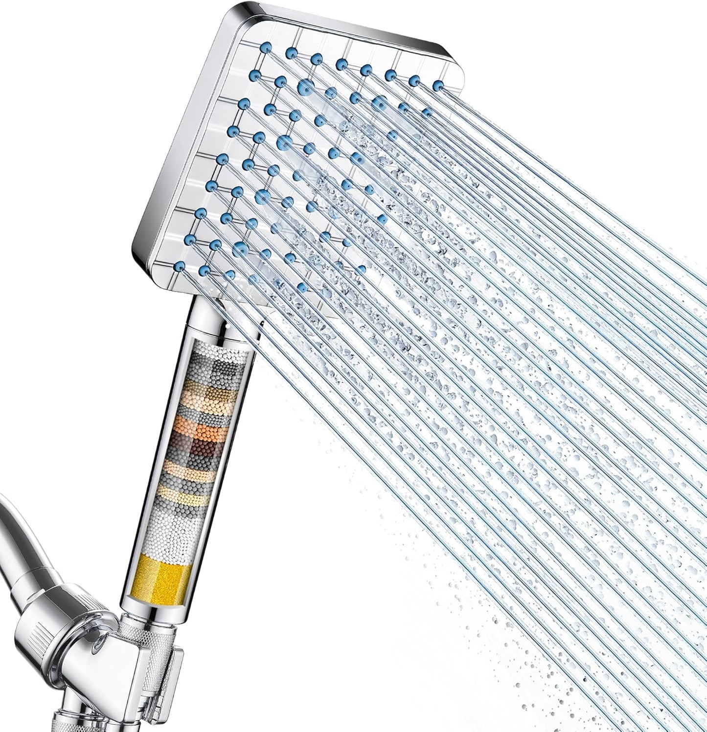Cobbe Filtered Shower Head with Handheld, High Pressure 6 Spray Mode Showerhead with Filters, Water Softener Filters Beads for Hard Water - Remove Chlorine - Reduces Dry Itchy Skin, Chrome