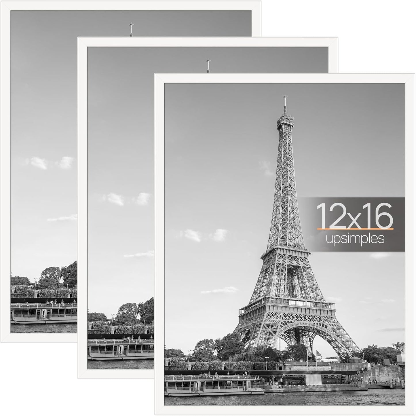 upsimples 16x24 Picture Frame Black 3 Pack, Scratch-Proof Poster Frames 16 x 24 for Photo Gallery - Slide-In Strips, Horizontal or Vertical Wall Mounting