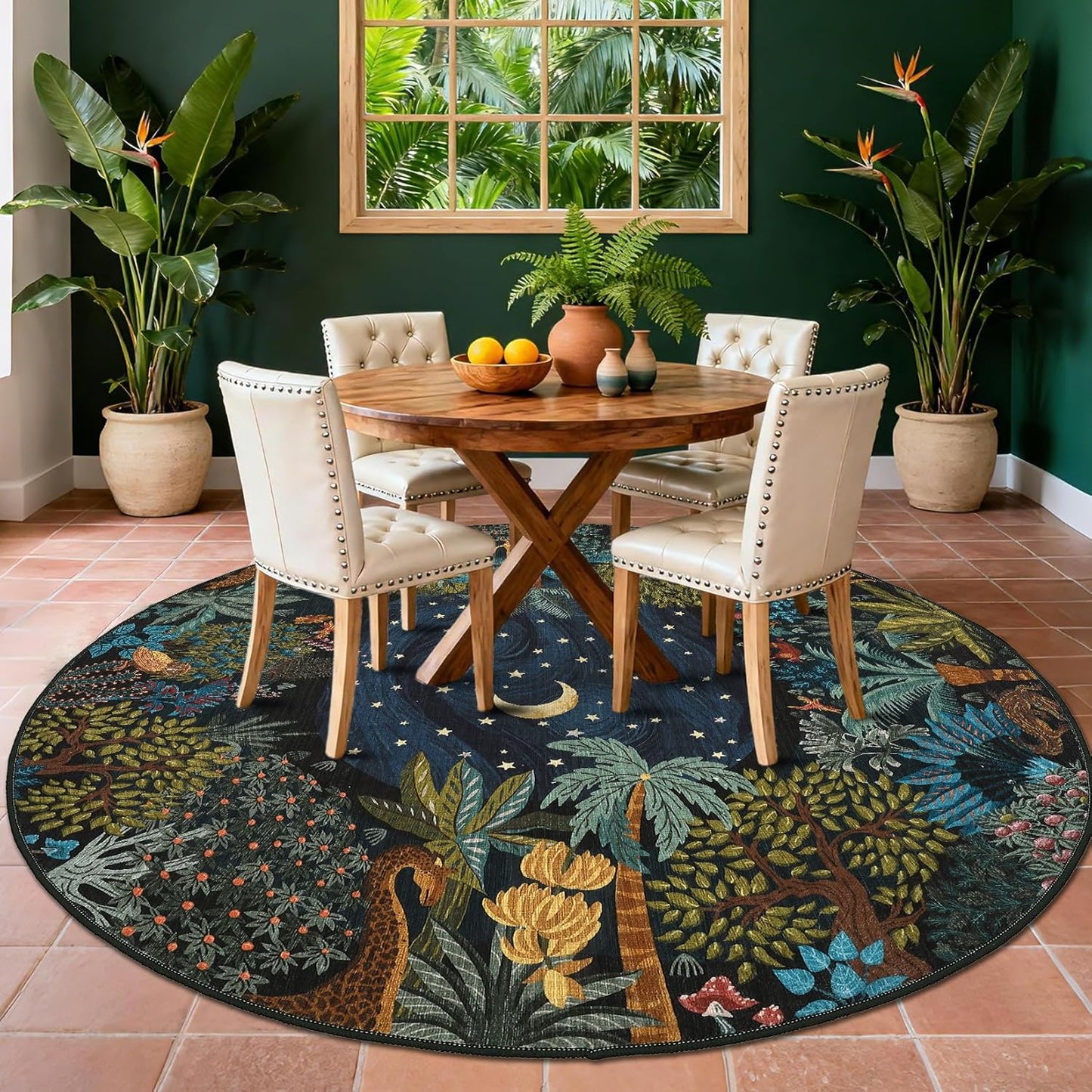 GarveeHome 4x6 Washable Area Rug for Kids Room, Jungle Animal Soft Bedroom Rug Non Slip Low Pile Small Carpet Stain Resistant Throw Rug for Bedside Playroom Classroom Office Dining Room