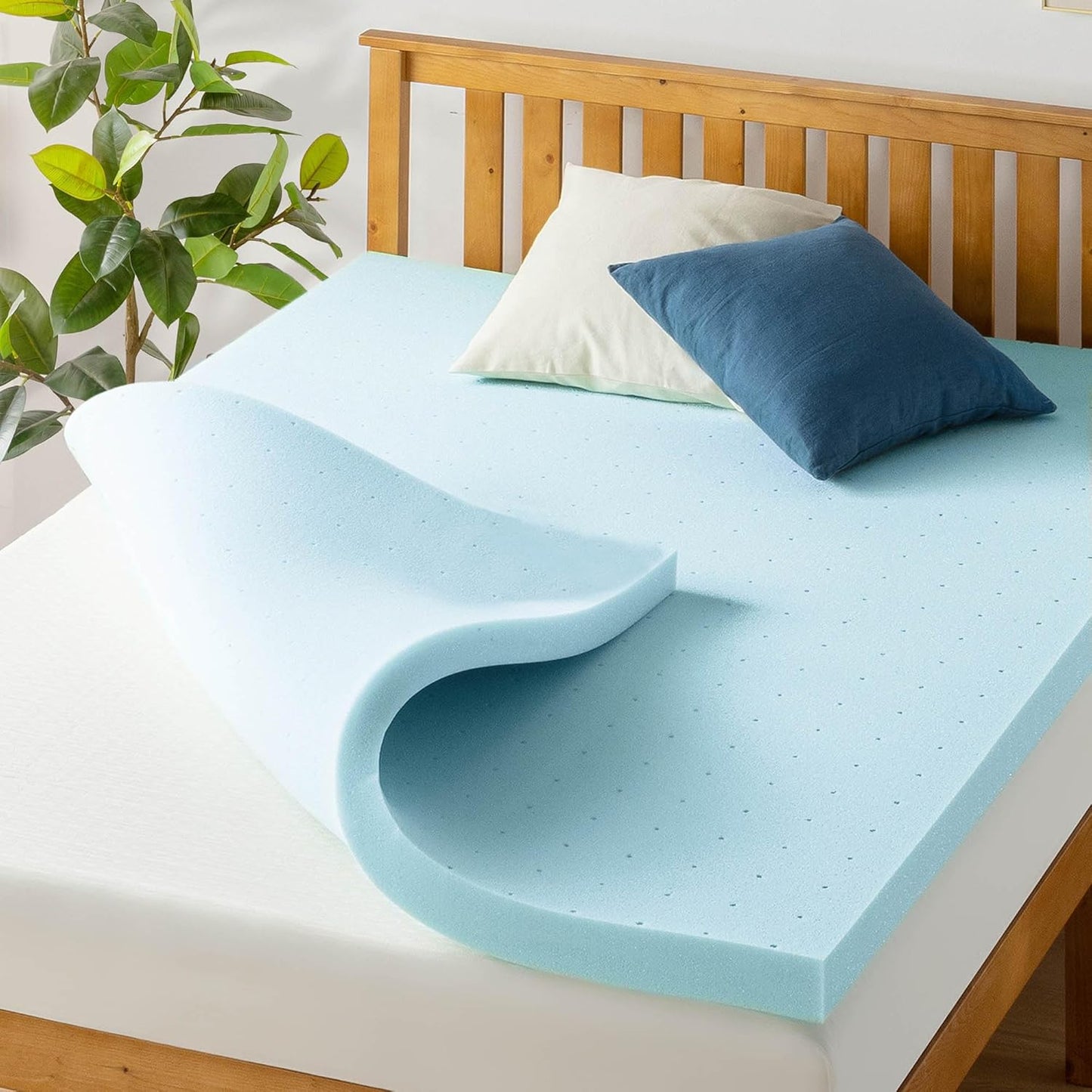 Best Price Mattress 1.5 Inch Ventilated Memory Foam Mattress Topper, Cooling Gel Infusion, CertiPUR-US Certified, Dorm Essentials, Queen
