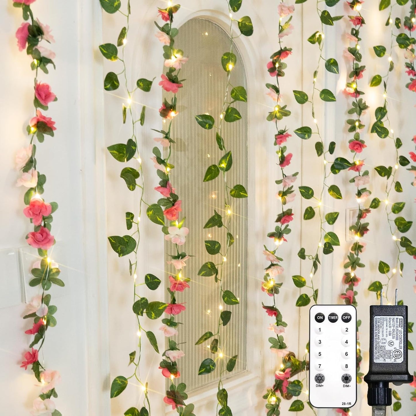 suddus Vines with Light for Bedroom, 200 LED Fairy Lights with Vines, Ivy Curtain Lights for Dorm, Wedding, Party, Wall, Indoor, Outdoor Decor, 6.5ft x 6.5ft