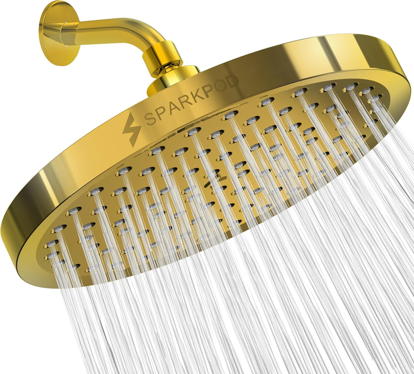 SparkPod Shower Head - High Pressure Rain - Premium Quality Luxury Design - Easy Clean Adjustable Replacement for Your Bathroom Shower Heads (Luxury Polished Chrome, 6 Inch Round)