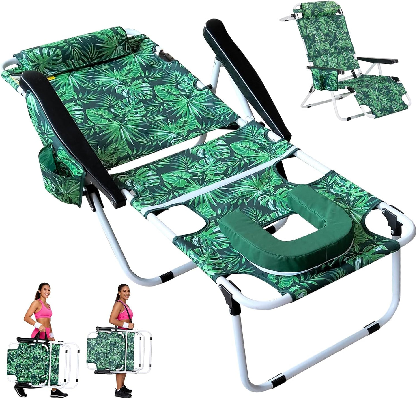 ABORON Chaise Lounge Chair,5 Positions Padded Outdoor Tanning Chair,Heavy Duty Portable Lounge Chair for Outdoor Sunbathing Patio Pool Lawn Deck Poolside,Support up to 440 Lbs