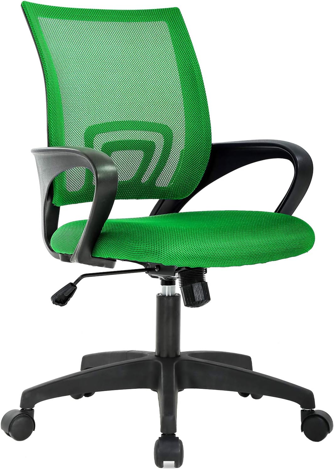 BestOffice | Ergonomic Office Chair | Mid-Back Swivel Desk Chair | Breathable Backrest & Lumbar Support | Adjustable Height | Sponge Seat | Rolling Wheels | Black | for Adults & Women