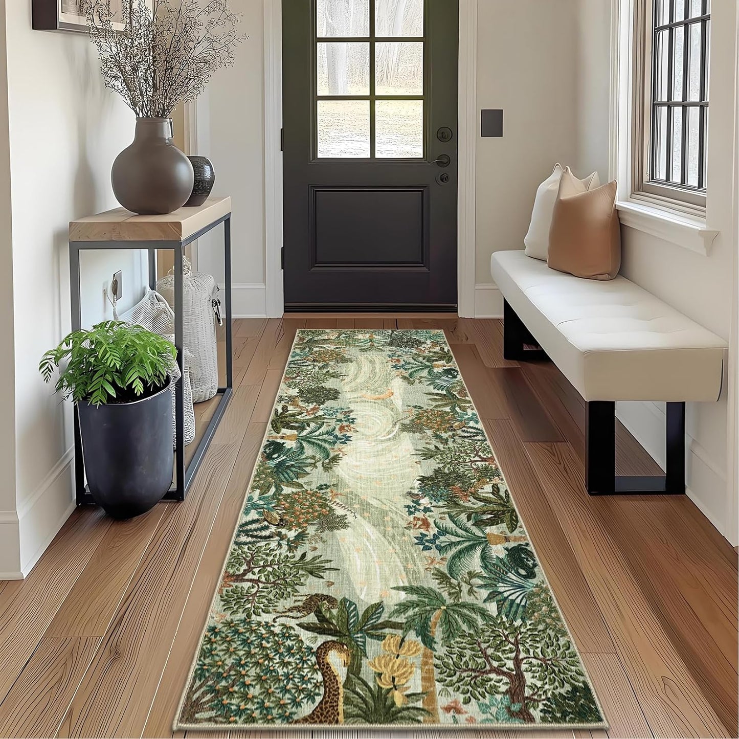 GarveeHome 4x6 Washable Area Rug for Kids Room, Jungle Animal Soft Bedroom Rug Non Slip Low Pile Small Carpet Stain Resistant Throw Rug for Bedside Playroom Classroom Office Dining Room
