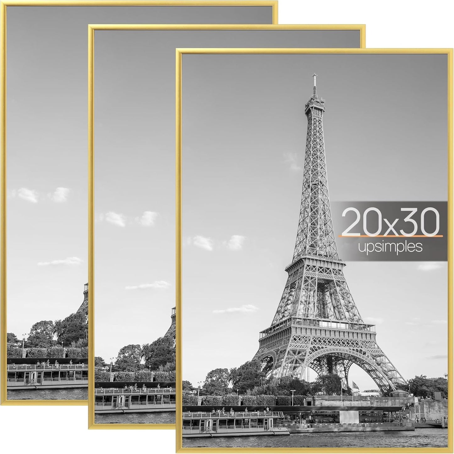 upsimples 16x24 Picture Frame Black 3 Pack, Scratch-Proof Poster Frames 16 x 24 for Photo Gallery - Slide-In Strips, Horizontal or Vertical Wall Mounting
