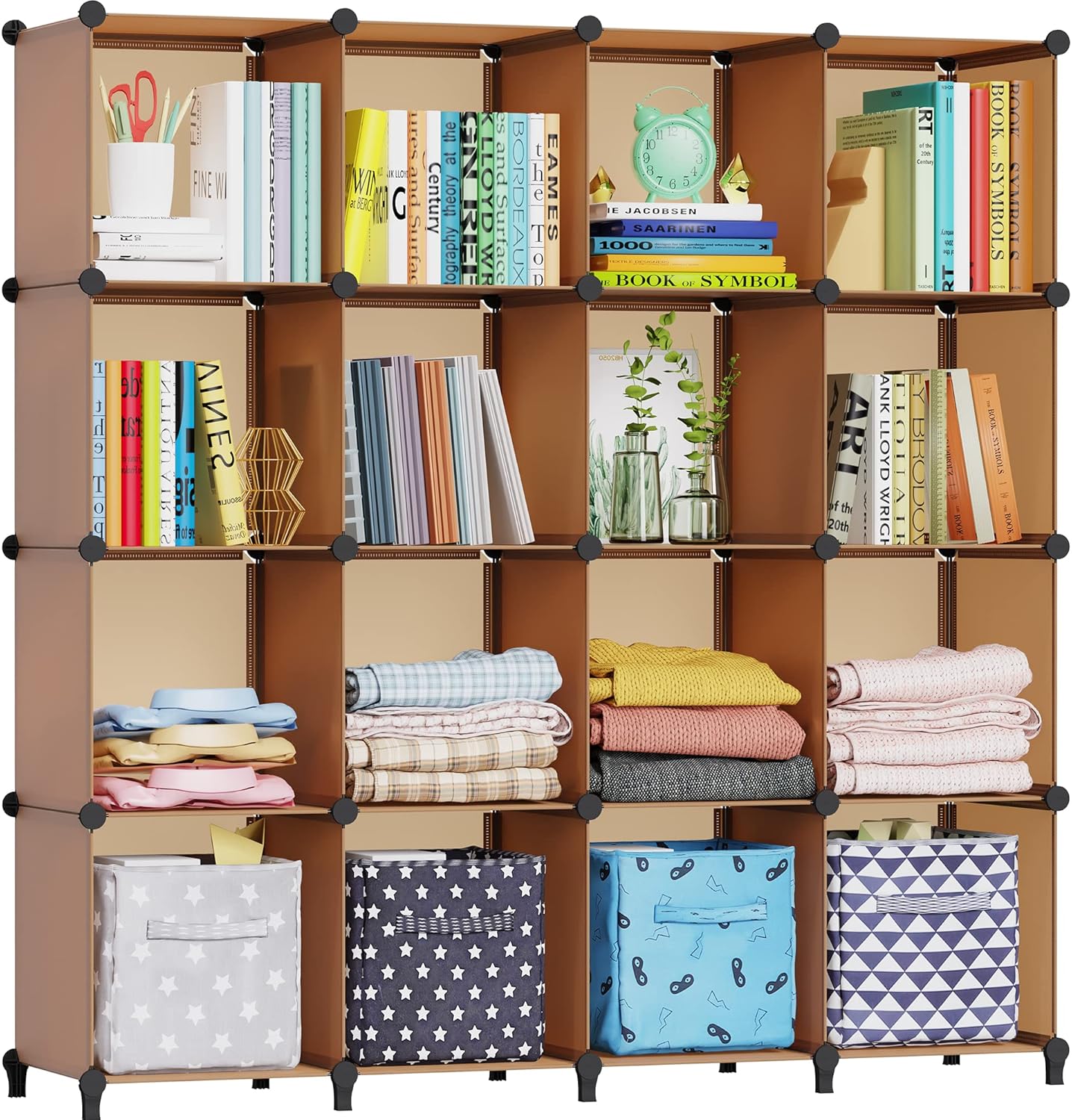 HOMIDEC Closet Organizers and Storage, 16 Cube Storage Organizer, Closet Organizer Bookshelf Cubes Shelves for Clothes, Bedroom, Kids Room, Bathroom, Wardrobe, Garment Racks, White