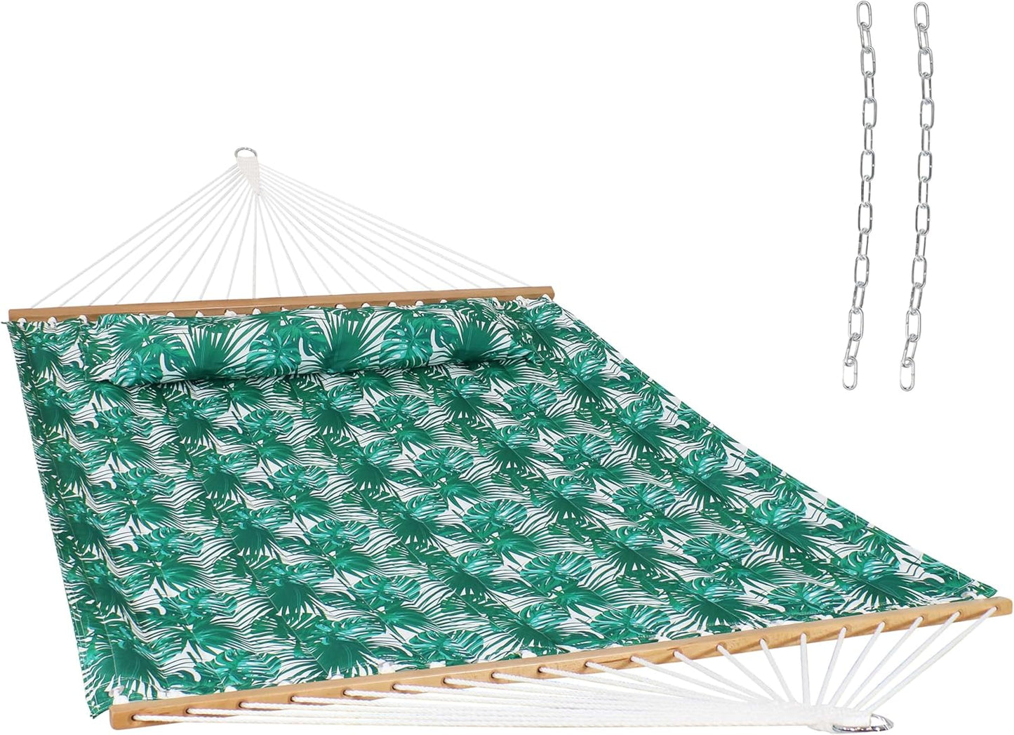 Sunnydaze Quilted Outdoor Hammock with Spreader Bars - Heavy-Duty 450-Pound Capacity Double Hammock for Outside - Mountainside