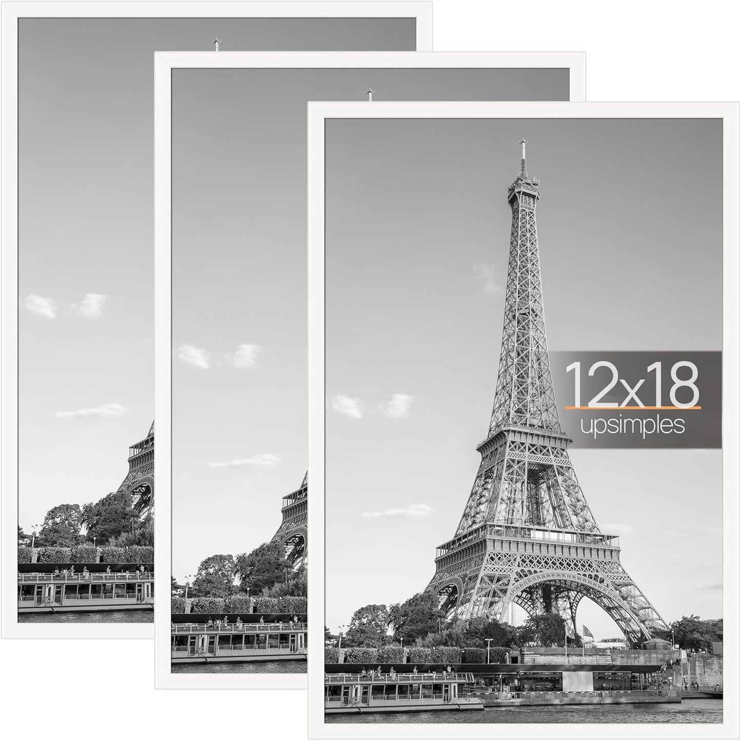 upsimples 16x24 Picture Frame Black 3 Pack, Scratch-Proof Poster Frames 16 x 24 for Photo Gallery - Slide-In Strips, Horizontal or Vertical Wall Mounting