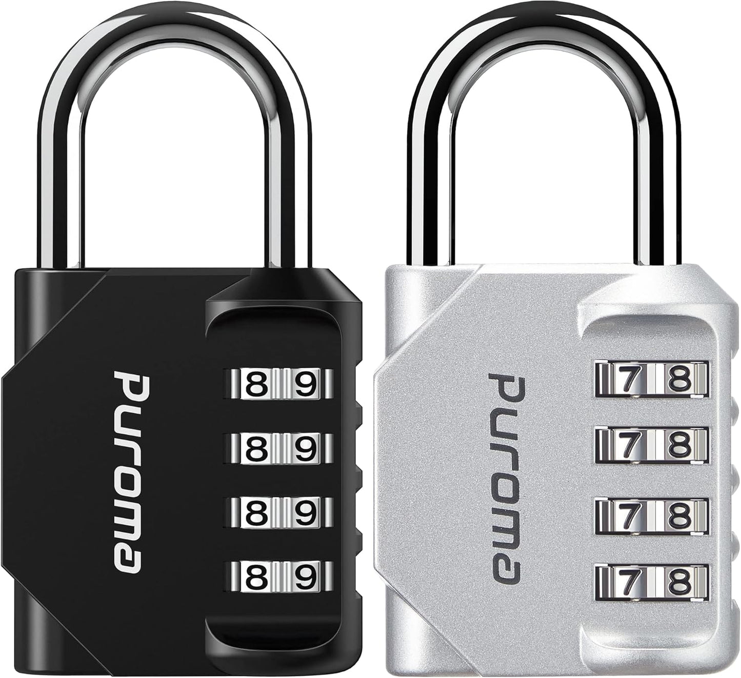 Puroma 2 Pack Combination Lock for Locker 4 Digit Outdoor Waterproof Padlock for School, Gym, Sports, Fence, Toolbox, Gate, Case, Outdoor, Hasp Storage (Black)