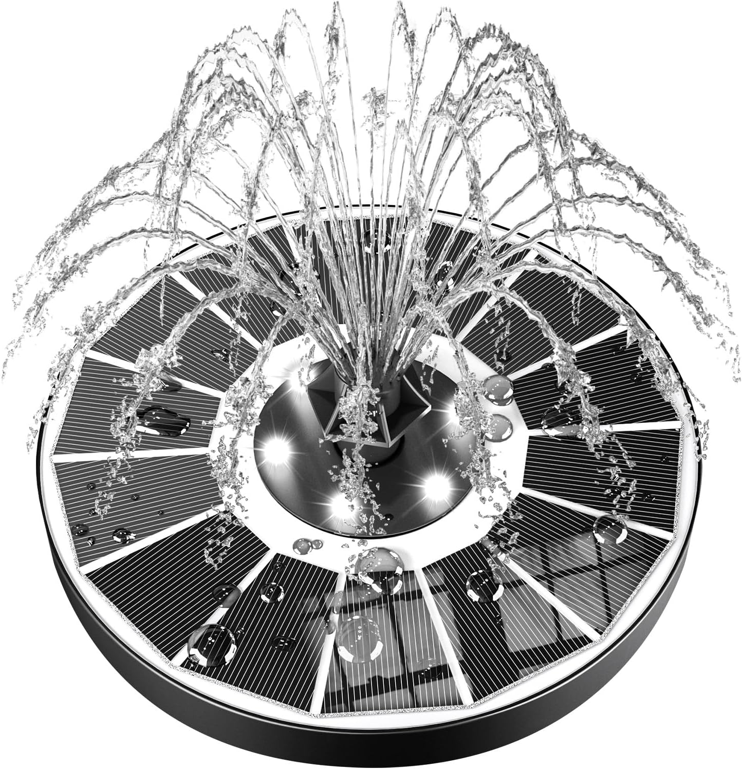 SZMP Solar Water Fountain Upgraded 100% Glass Panel, 3.5W Solar Powered Fountains Built-in 2000 Battery with 7 Nozzle & 4 Fixer, Solar Fountain Pump for Bird Baths, Pond, Outdoor