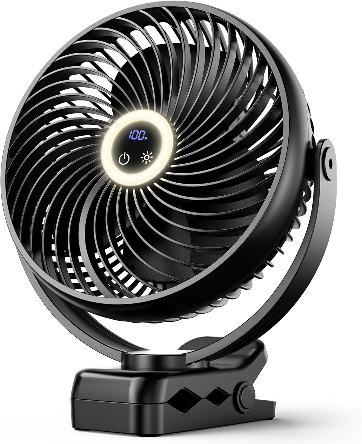 Koonie 10000mAh Clip on Fan Rechargeable, 8-Inch Battery Operated Desk Fan, USB Fan with 4 Speeds, Strong Airflow Sturdy Clamp for Golf Cart Office Desk Outdoor Travel Camping Tent Gym Treadmill,Black