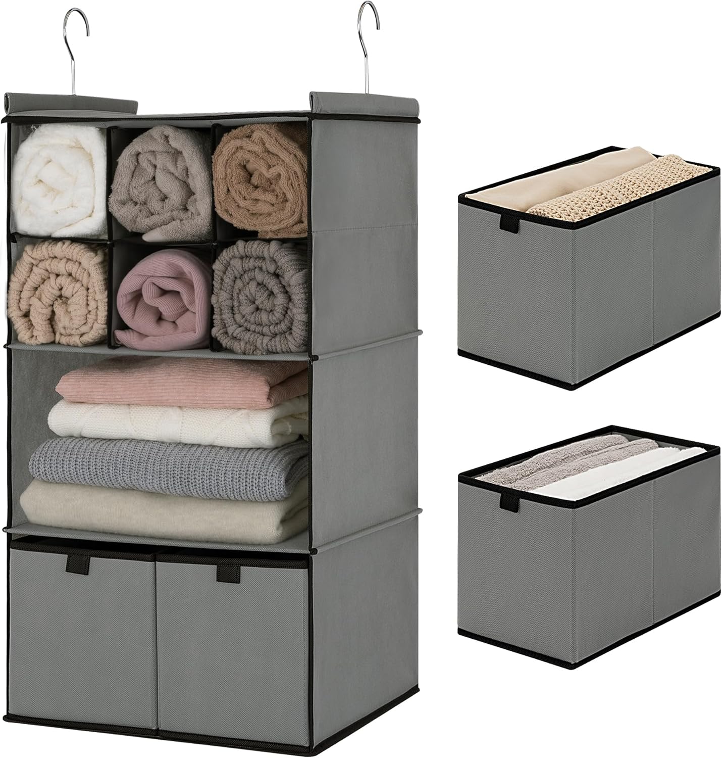 GRANNY SAYS 3-Shelf Hanging Closet Organizer and Storage, Collapsible Hanging Closet Shelves, Hanging Organizer for Closet & RV, Gray, 29 ½" H X 12" W X 12" D, 1-Pack
