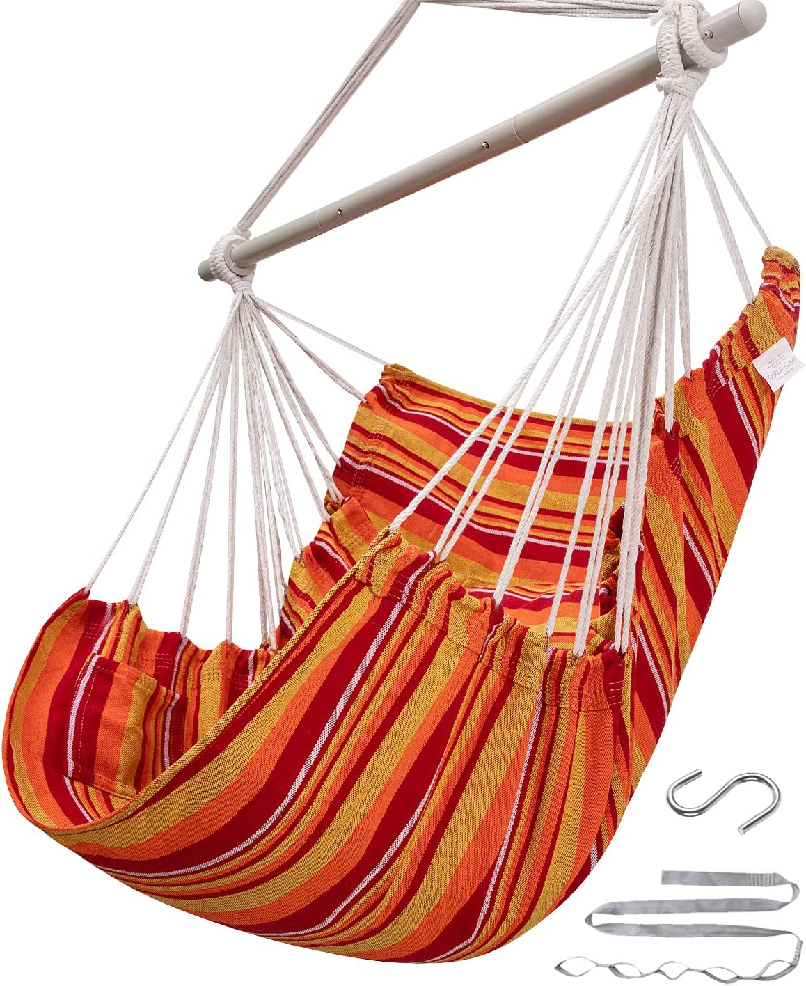 ADVOKAIR Hammock Chair Swing, Heavy-Duty Hanging Rope Swing Seat Supports 500 Lbs, Ideal for Outdoor Patio, Backyard, Porch, Deck & Indoor Bedroom Use