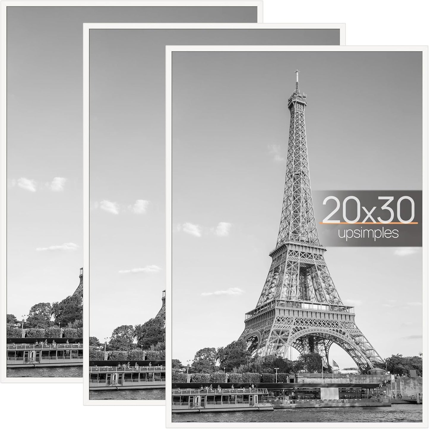 upsimples 16x24 Picture Frame Black 3 Pack, Scratch-Proof Poster Frames 16 x 24 for Photo Gallery - Slide-In Strips, Horizontal or Vertical Wall Mounting