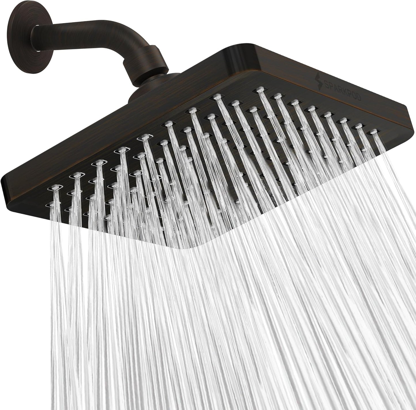 SparkPod Shower Head - High Pressure Rain - Premium Quality Luxury Design - Easy Clean Adjustable Replacement for Your Bathroom Shower Heads (Luxury Polished Chrome, 6 Inch Round)