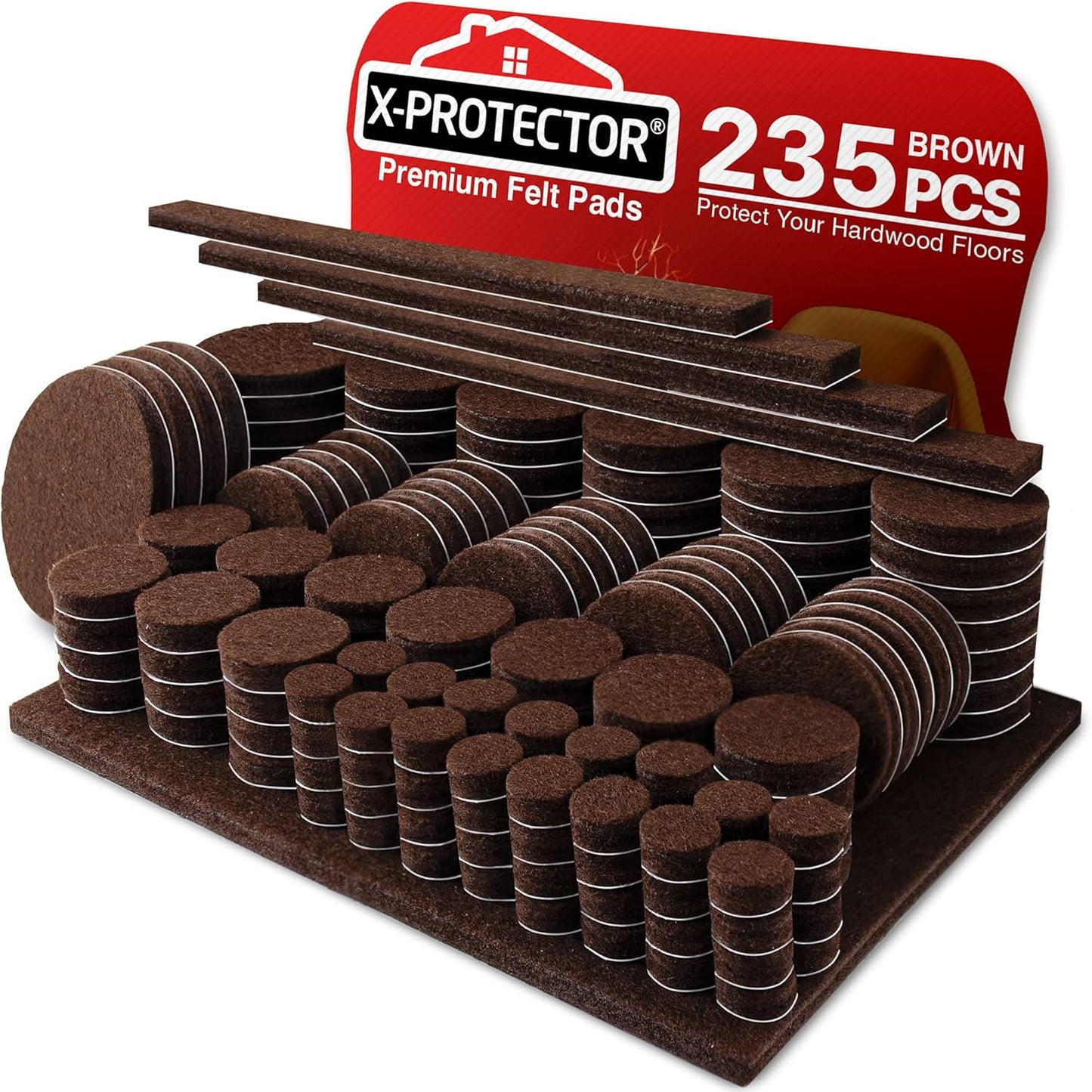 Felt Furniture Pads X-PROTECTOR 133 PCS Premium Furniture Pads - Felt Pads Furniture Feet Best Wood Floor Protectors - Protect Your Hardwood & Laminate Flooring! Brown and Beige