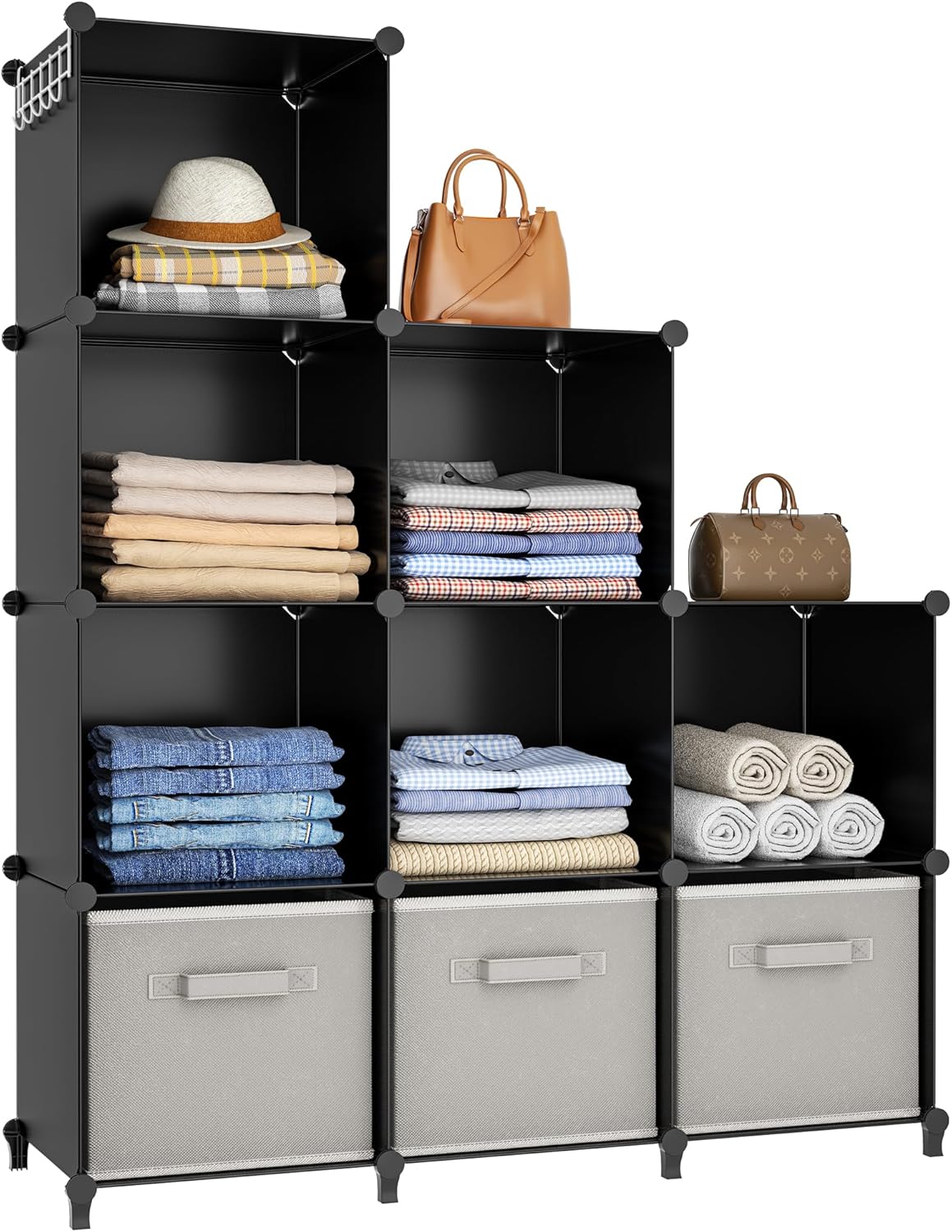 HOMIDEC Closet Organizers and Storage, 16 Cube Storage Organizer, Closet Organizer Bookshelf Cubes Shelves for Clothes, Bedroom, Kids Room, Bathroom, Wardrobe, Garment Racks, White