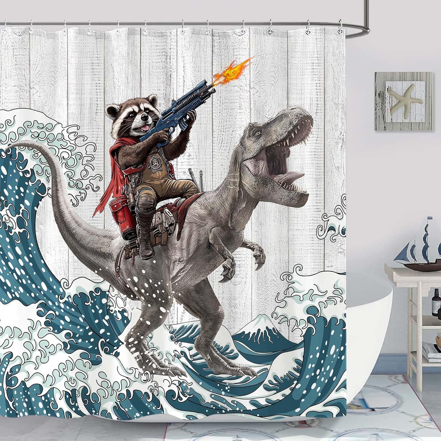 Accnicc Cute Cat Shower Curtain Funny Fun Cool Cats Monet Shower Curtains for Bathroom Water Lilies Waterproof Fabric Bath Curtain Decor 72 X 72 Inch