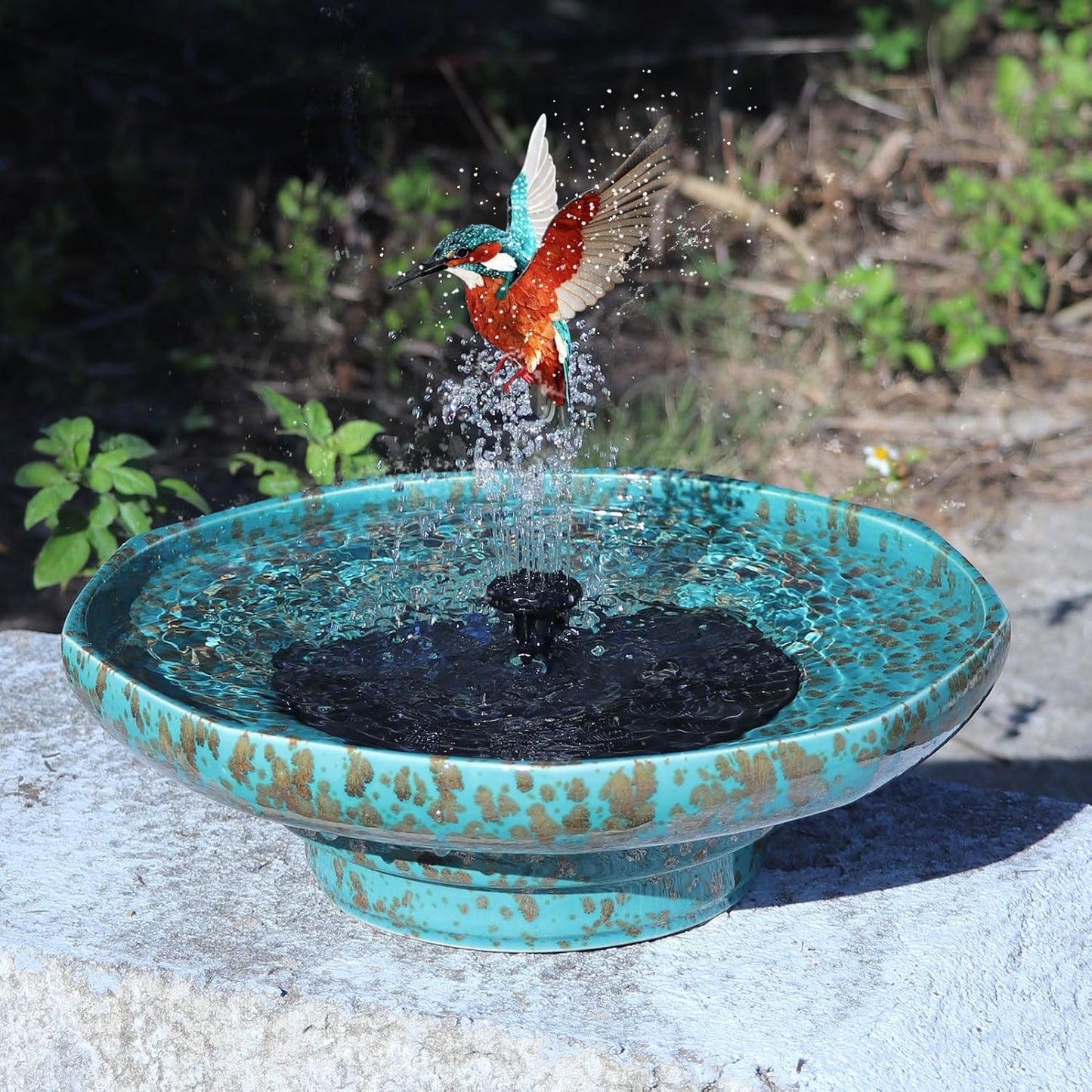 Solar Fountain Ceramic Bird Bath,Bird Bath for Outside,Outdoor Fountain BirdBaths,Garden and Home Décor.