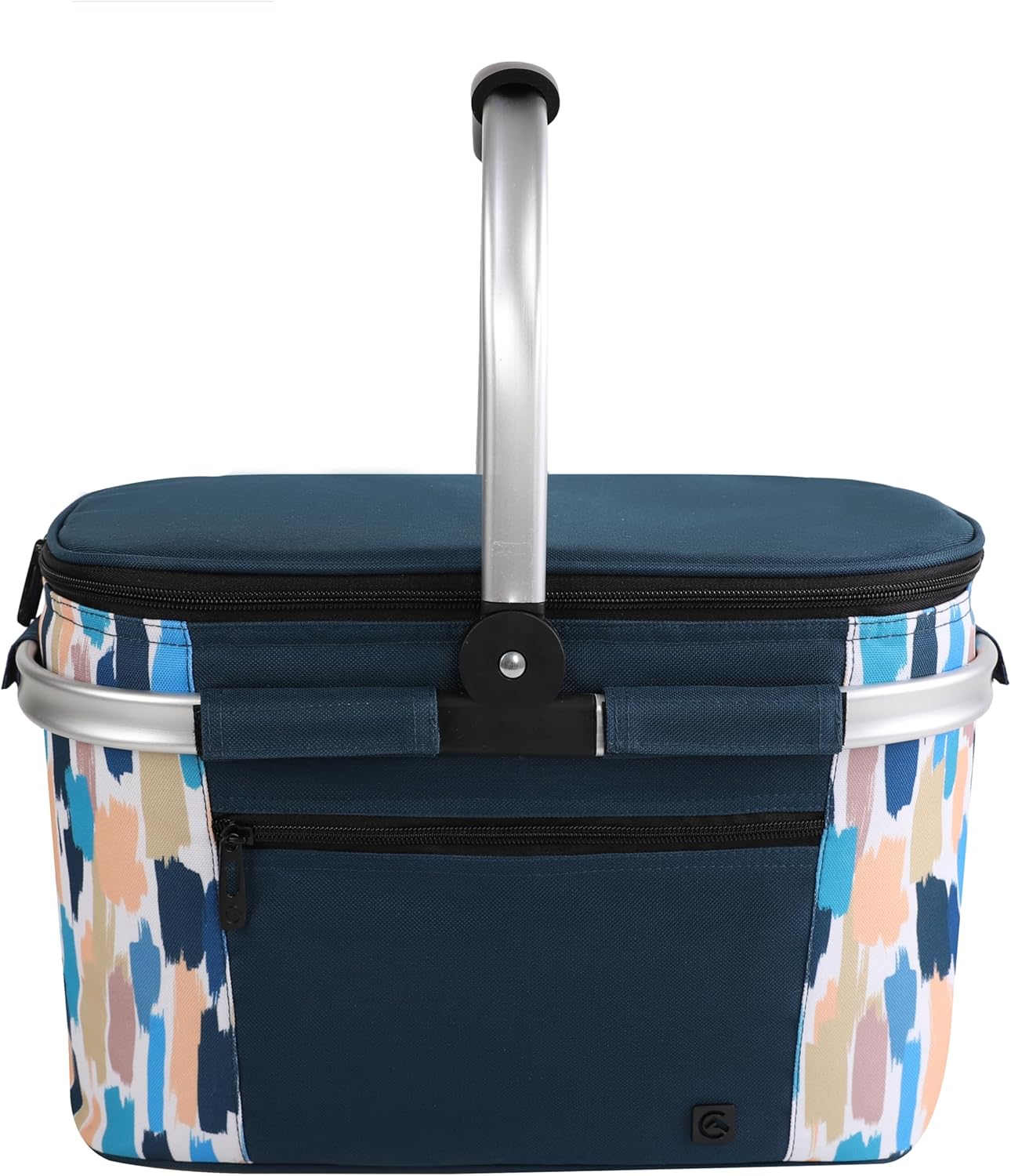 ALLCAMP Picnic Basket - Insulated Cooler, Thickening Foldable Picnic Basket with Removable Baskets & Sewn-in Frame, Basket for House Warming Gifts New Home(Blue White)