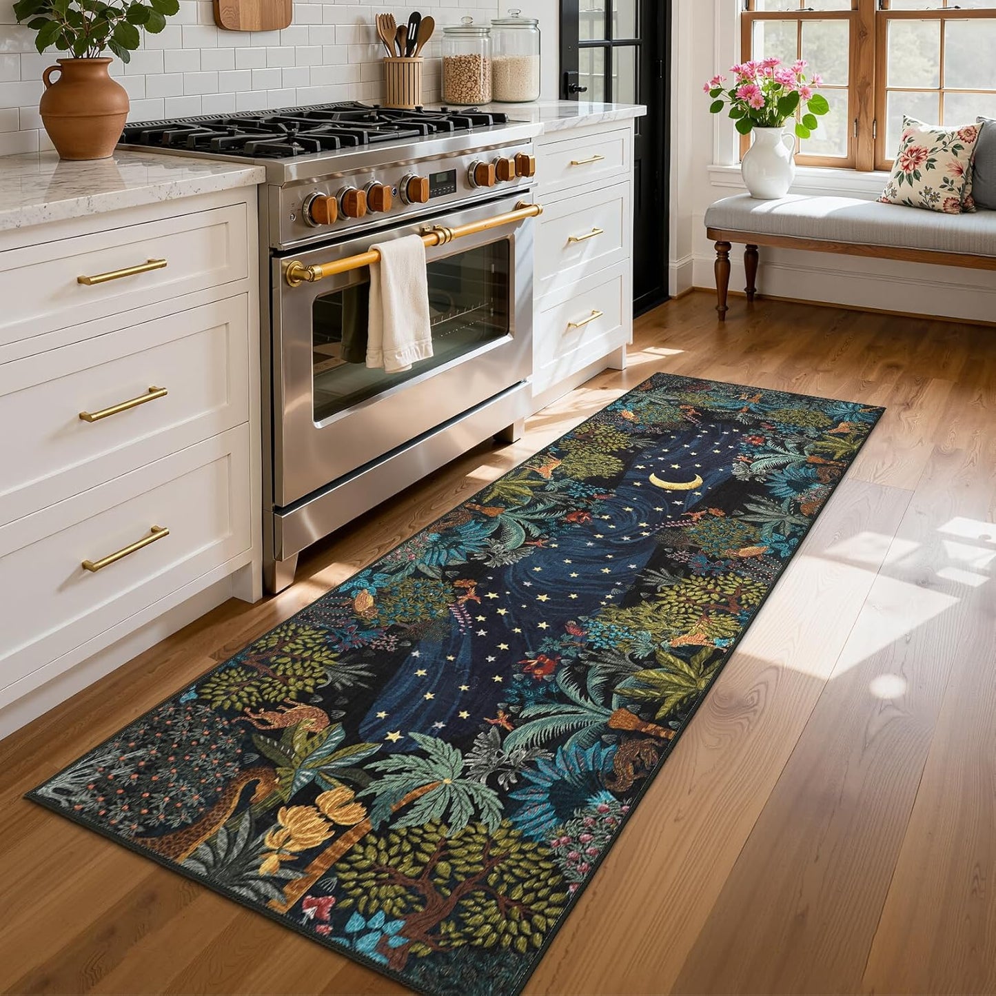 GarveeHome 4x6 Washable Area Rug for Kids Room, Jungle Animal Soft Bedroom Rug Non Slip Low Pile Small Carpet Stain Resistant Throw Rug for Bedside Playroom Classroom Office Dining Room