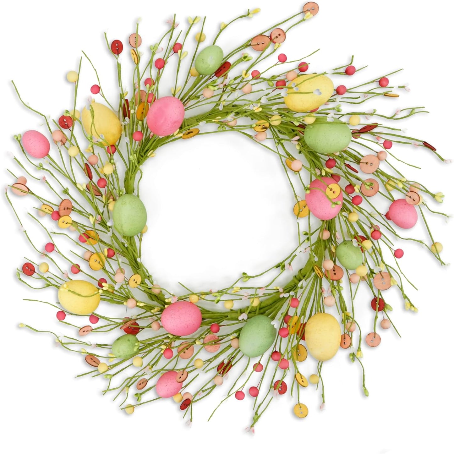 22 inch Spring Summer Wreath Tulip Wreath for Front Door with Purple Tassels, Eucalyptus Leaves, Ferns, Butterflies for Indoor Outdoor wall Festival Home Farmhouse Wedding Decor