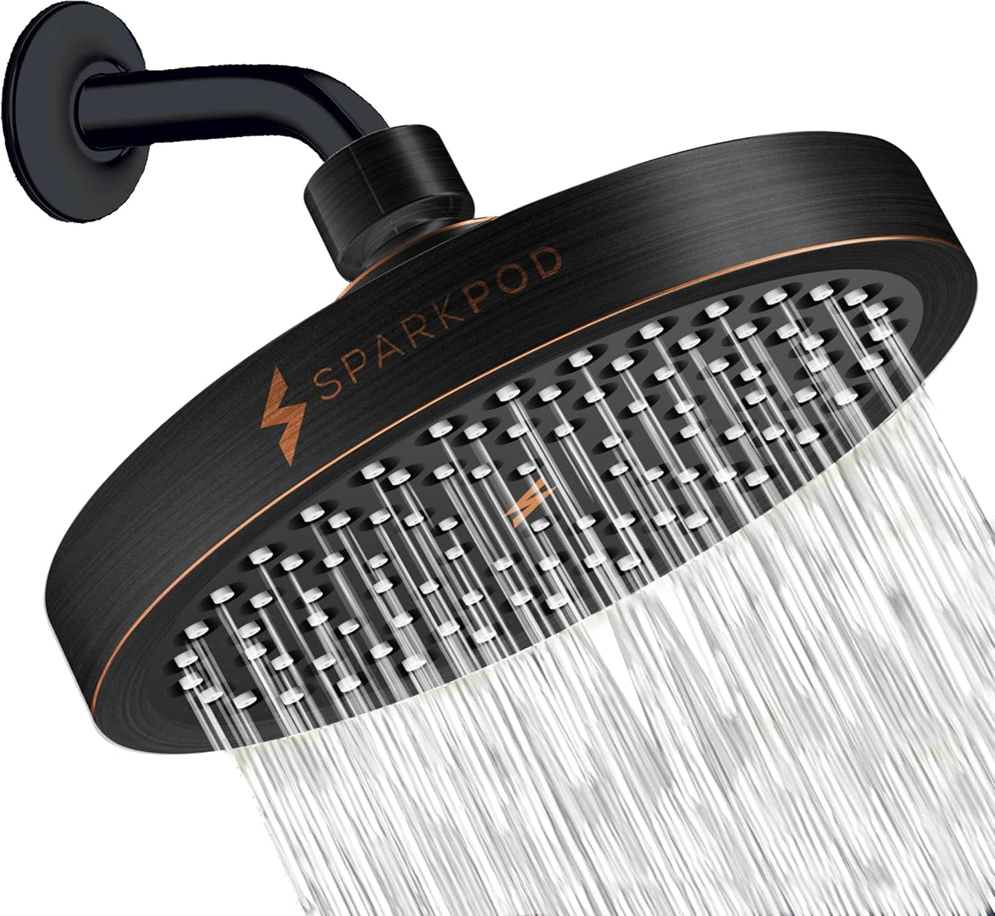 SparkPod Shower Head - High Pressure Rain - Premium Quality Luxury Design - Easy Clean Adjustable Replacement for Your Bathroom Shower Heads (Luxury Polished Chrome, 6 Inch Round)