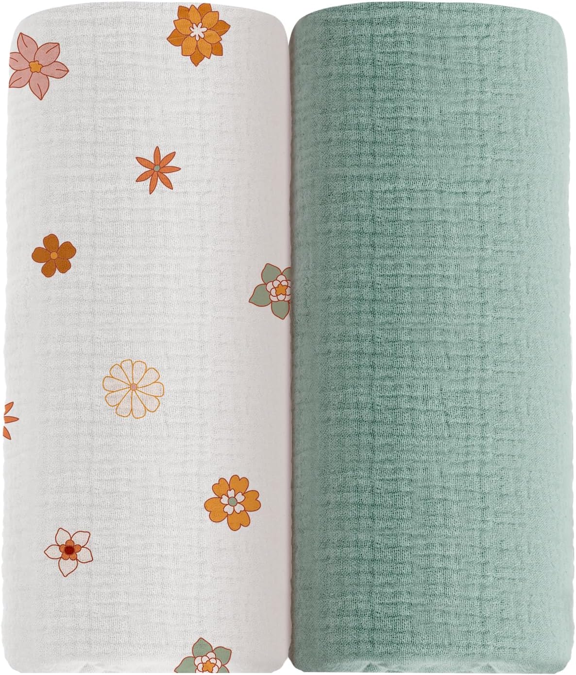 Muslin Ruffled Baby Blanket, Extra Large 52 x 52 Inches, Soft Breathable Cotton Crib Blanket for Newborn Infant Toddler (Hoppy Dreams-Ruffled, Printed)