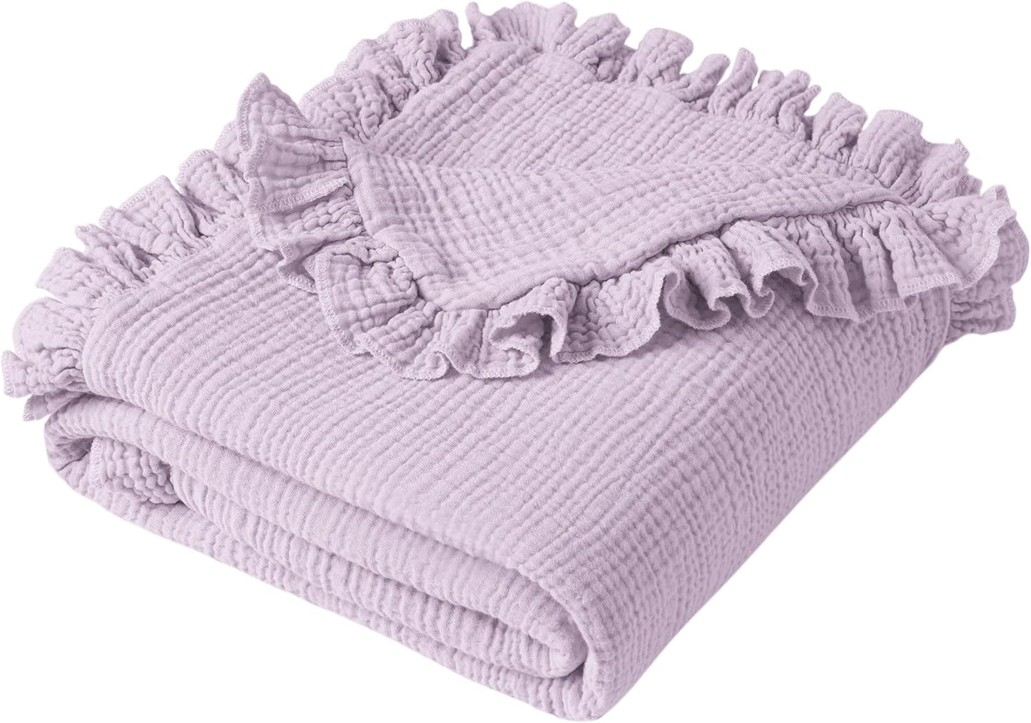 Konssy Flounce Muslin Baby Blanket for Girls Boys, 100% Cotton Soft Crib Swaddle Blankets, Reversible & Breathable Nursery Bedding for Newborns Toddlers, 40 x 36 Inches (Deer)