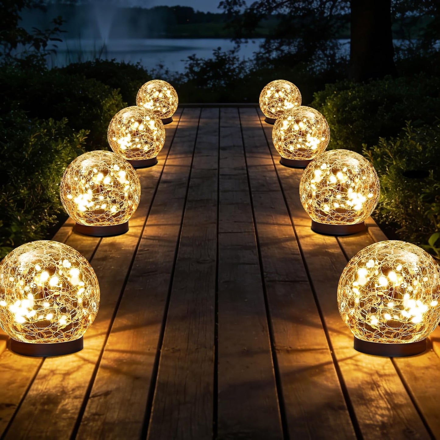 Solar Globe Lights Outdoor Waterproof-Solar Balls Garden-Cracked Glass Ball Solar Lights Outdoor-Solar Orbs Outside-Outdoor Decorations Patio & Yard Lawn Backyard Decor (GUO-XBQ-5-5-5)