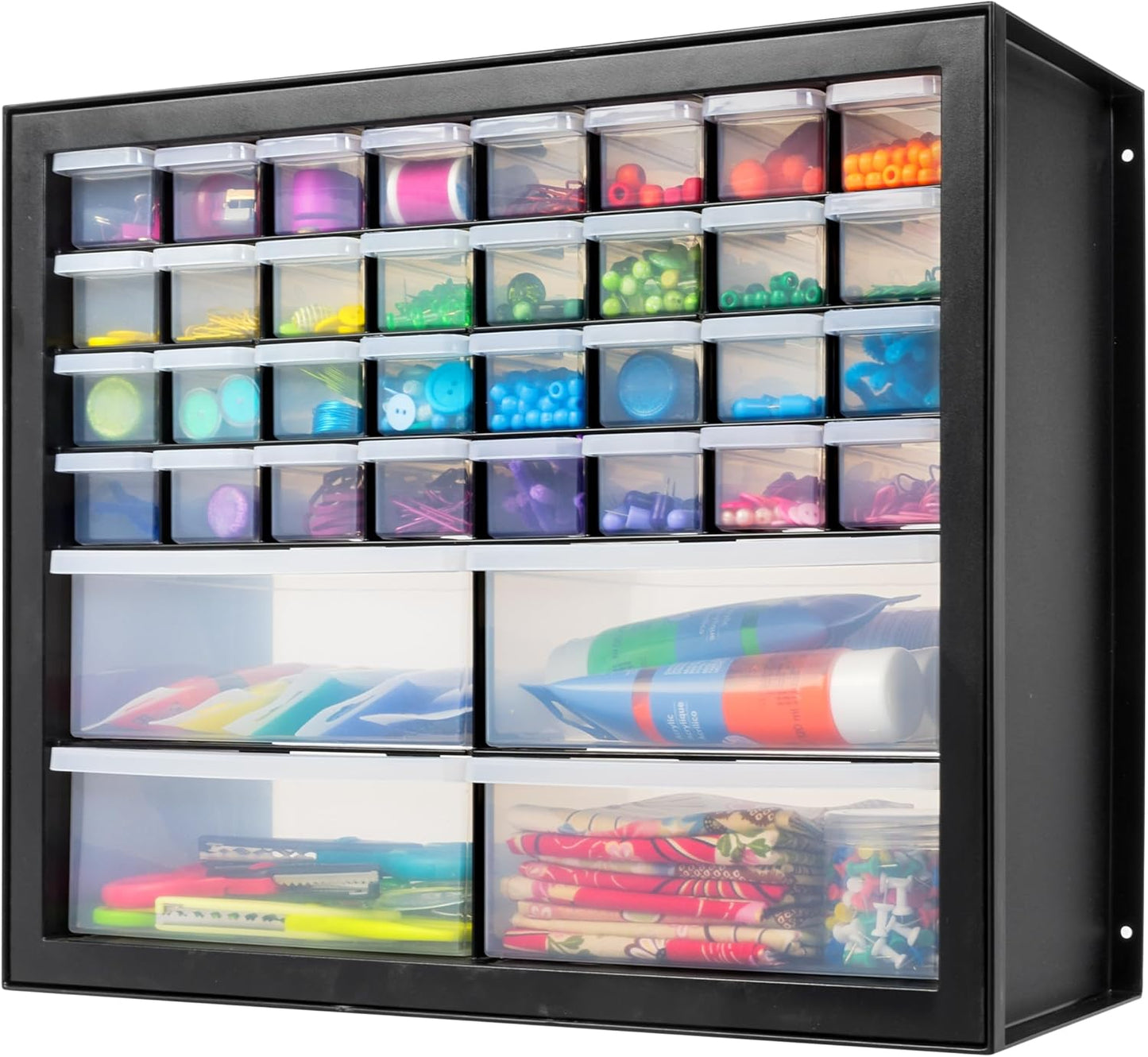 IRIS USA Small Parts Storage, Made in USA, Cabinet, 44-Drawer Organizer for Screws, Nuts, Bolts, Electronics, Hardware, Beads, Crafts, Building Bricks, Stackable Garage Storage – Black