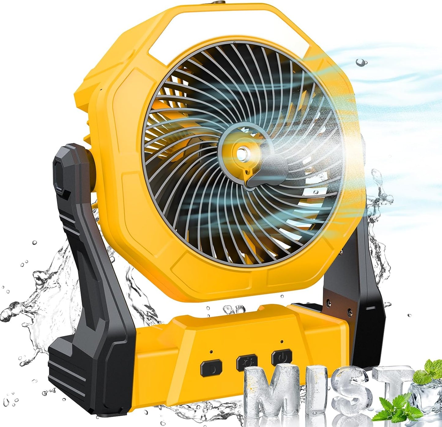 Ausic Portable Misting Fan for Outdoor Cooling, [16-65Hrs] Battery Powered Mist Fans with Water Misters & LED Lantern, 8-Inch, 250mL Tank, for Patios, Home, Outside, Camping, Outdoor&Indoor Use