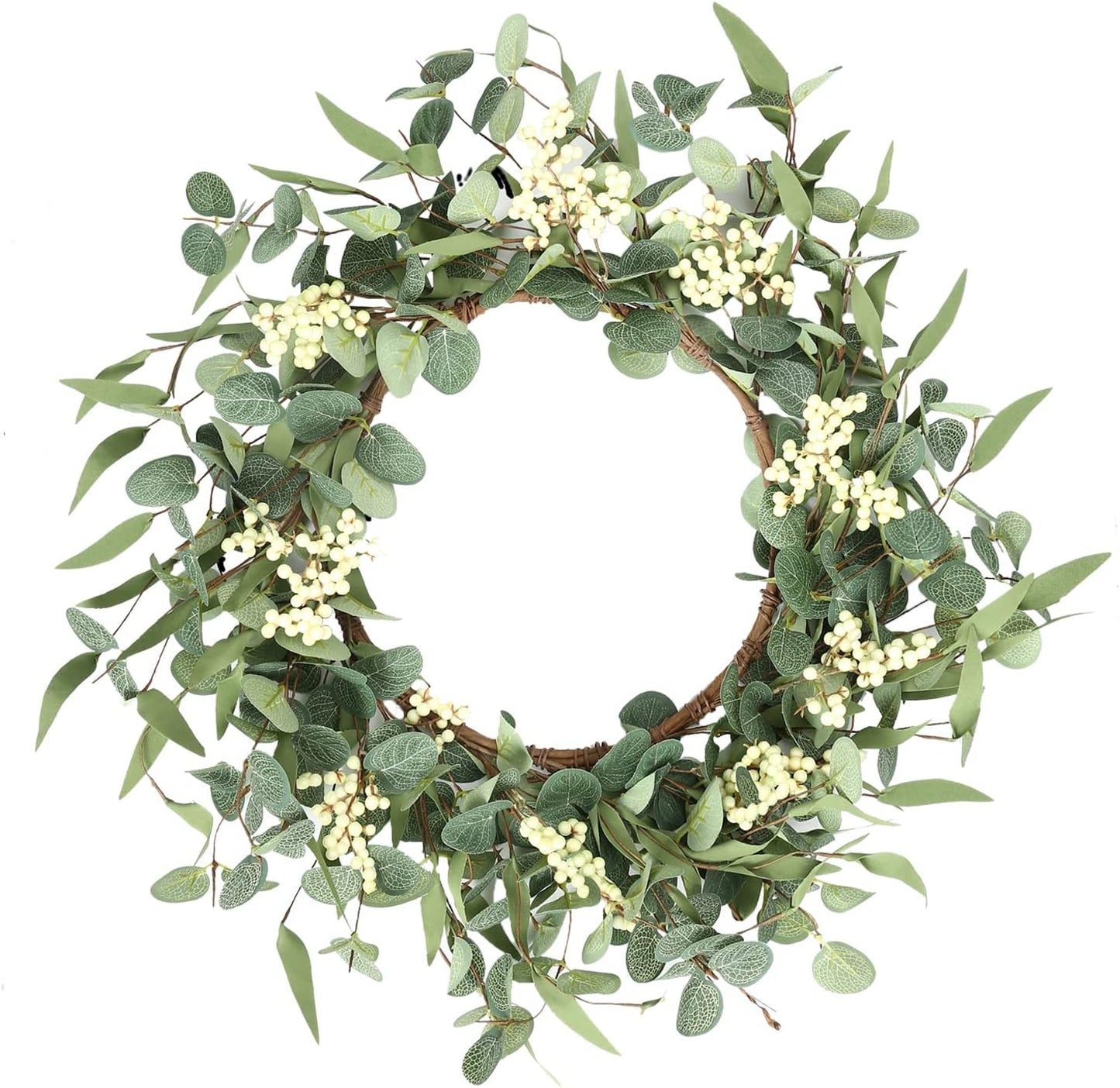 Pinkpum 20'' Eucalyptus Wreath for Front Door, Porch, Window - Green Decor for Home, Farmhouse - Spring, Summer, Fall, All Seasons
