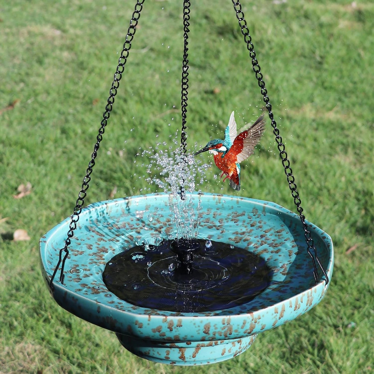 Solar Fountain Ceramic Bird Bath,Bird Bath for Outside,Outdoor Fountain BirdBaths,Garden and Home Décor.