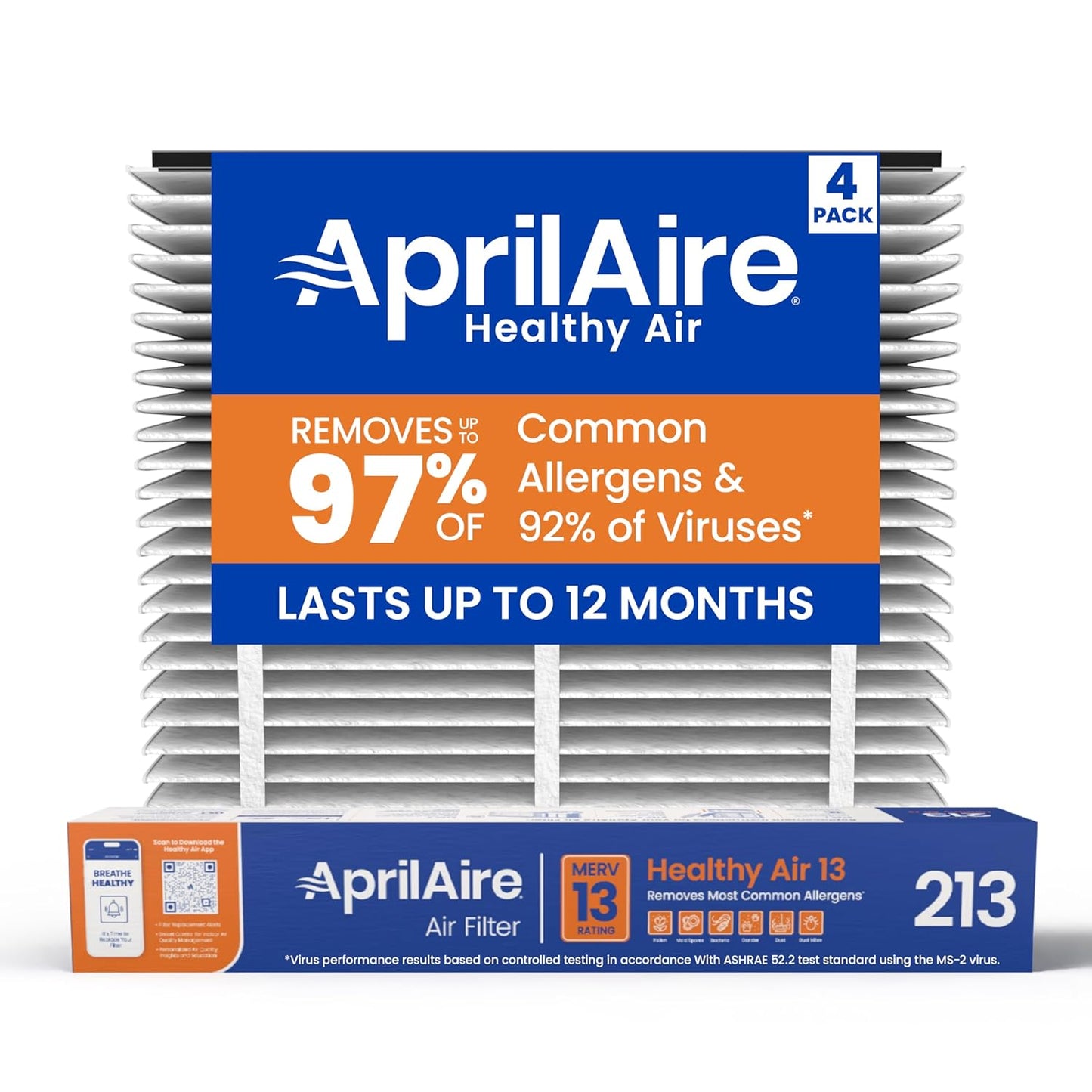 AprilAire 213 Replacement Filter for AprilAire Whole House Air Purifiers - MERV 13, Healthy Home Allergy, 20x25x4 Air Filter (Pack of 1)