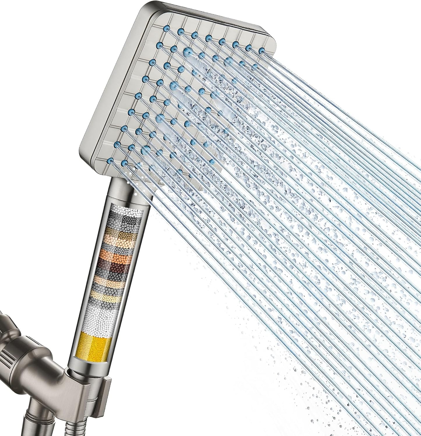 Cobbe Filtered Shower Head with Handheld, High Pressure 6 Spray Mode Showerhead with Filters, Water Softener Filters Beads for Hard Water - Remove Chlorine - Reduces Dry Itchy Skin, Chrome