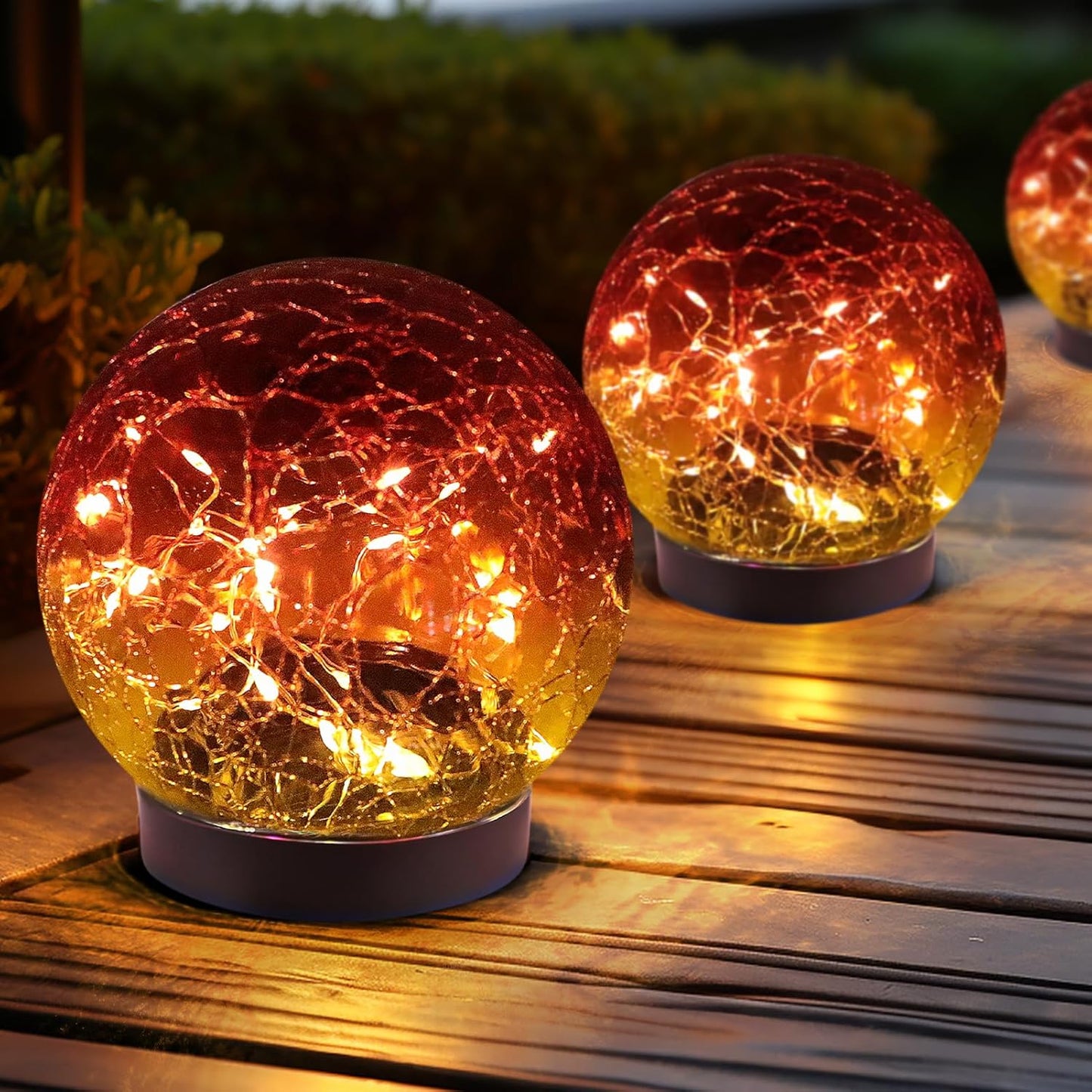 Solar Globe Lights Outdoor Waterproof-Solar Balls Garden-Cracked Glass Ball Solar Lights Outdoor-Solar Orbs Outside-Outdoor Decorations Patio & Yard Lawn Backyard Decor (GUO-XBQ-5-5-5)
