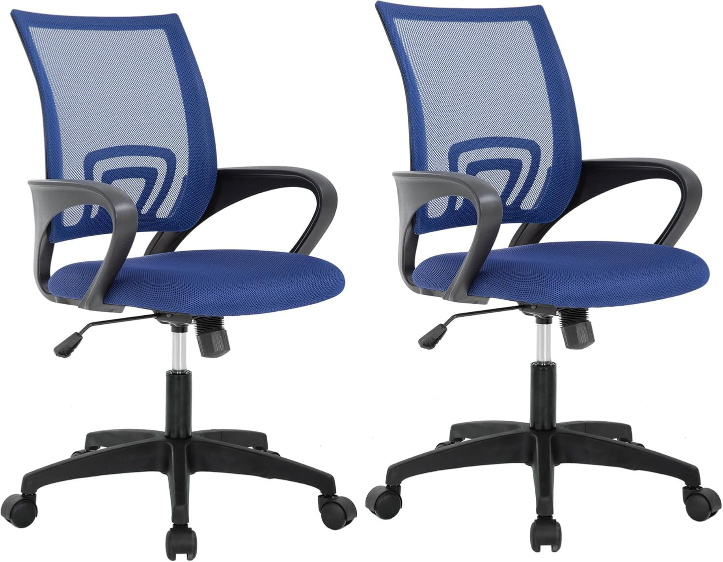 BestOffice | Ergonomic Office Chair | Mid-Back Swivel Desk Chair | Breathable Backrest & Lumbar Support | Adjustable Height | Sponge Seat | Rolling Wheels | White | for Adults & Women