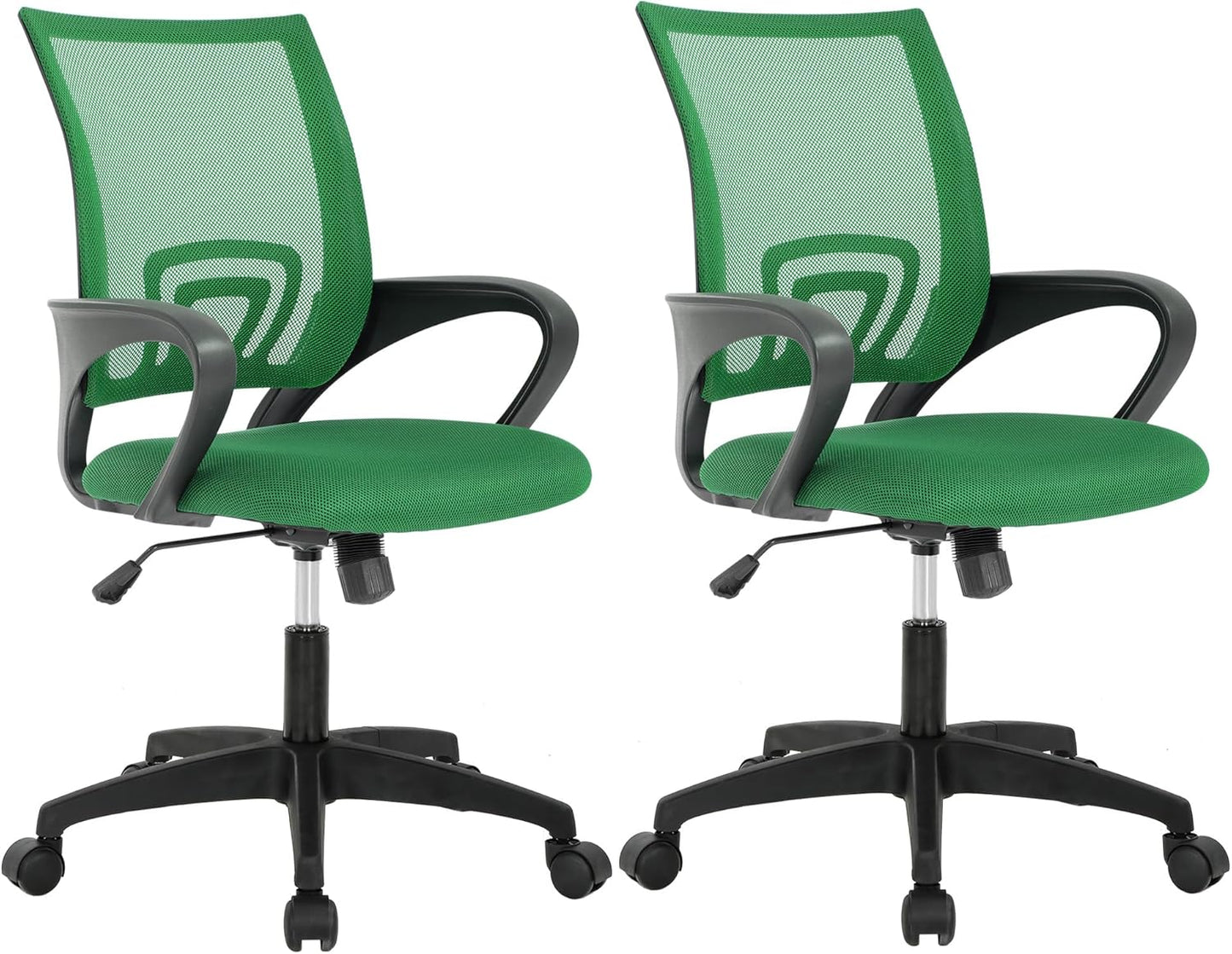 BestOffice | Ergonomic Office Chair | Mid-Back Swivel Desk Chair | Breathable Backrest & Lumbar Support | Adjustable Height | Sponge Seat | Rolling Wheels | Black | for Adults & Women