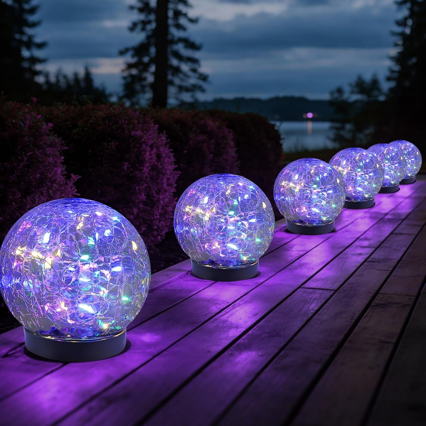 Solar Globe Lights Outdoor Waterproof-Solar Balls Garden-Cracked Glass Ball Solar Lights Outdoor-Solar Orbs Outside-Outdoor Decorations Patio & Yard Lawn Backyard Decor (GUO-XBQ-5-5-5)