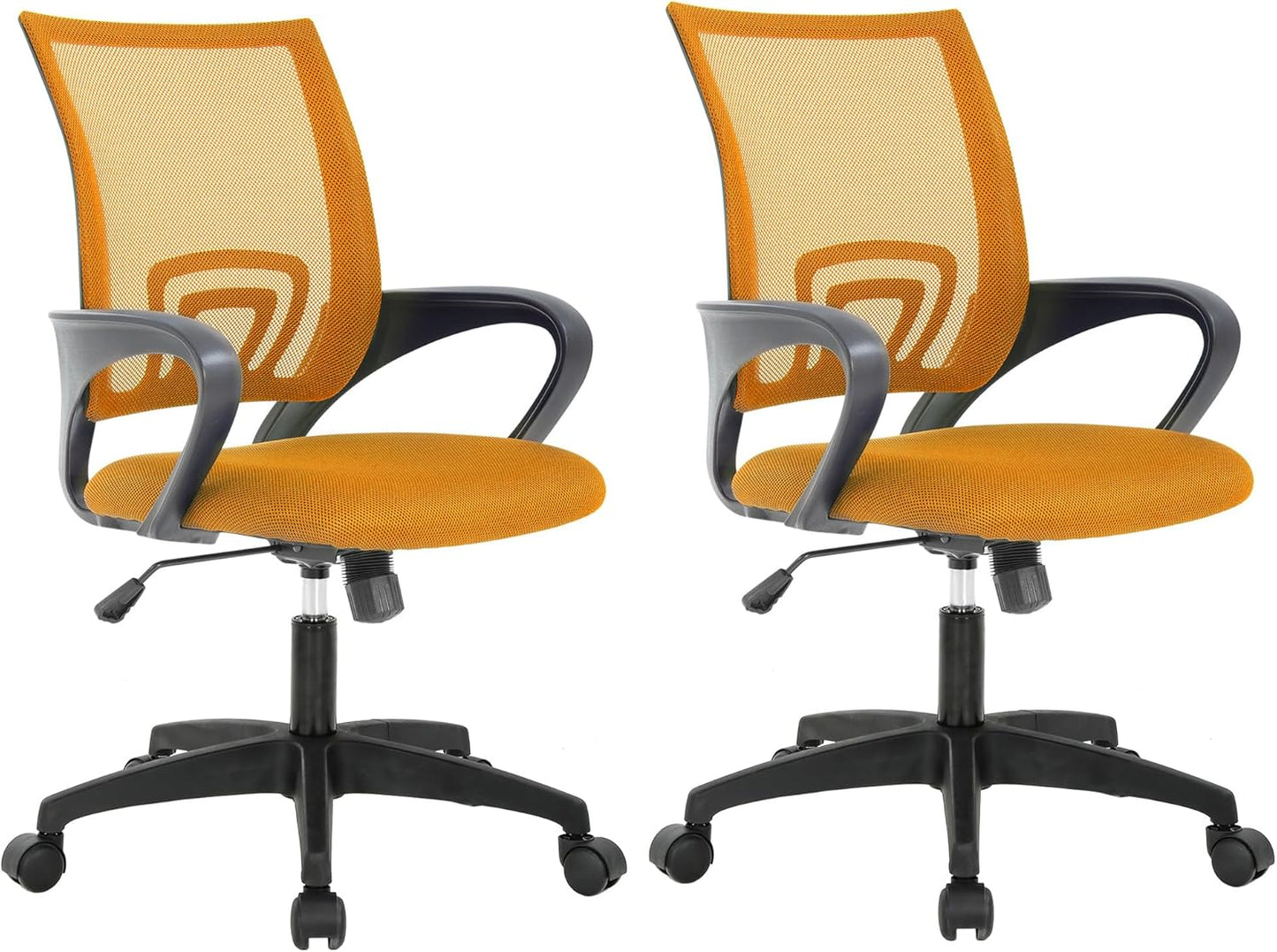 BestOffice | Ergonomic Office Chair | Mid-Back Swivel Desk Chair | Breathable Backrest & Lumbar Support | Adjustable Height | Sponge Seat | Rolling Wheels | White | for Adults & Women