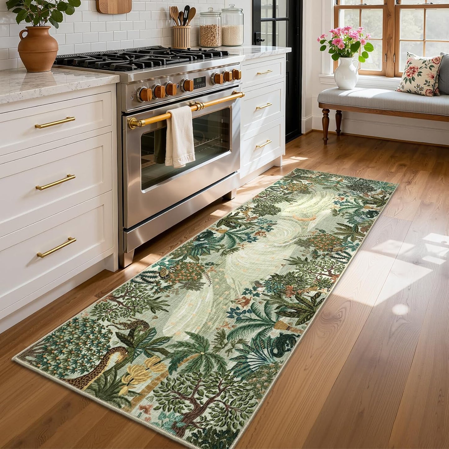 GarveeHome 4x6 Washable Area Rug for Kids Room, Jungle Animal Soft Bedroom Rug Non Slip Low Pile Small Carpet Stain Resistant Throw Rug for Bedside Playroom Classroom Office Dining Room